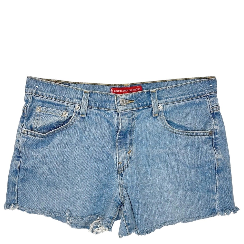 Levi's 515 Frayed Denim Cutoff Shorts 10 Low Rise Stretch Indie Festival Y2K